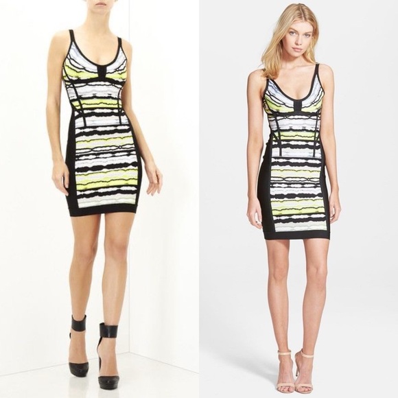 Herve Leger Rachael striped ripple jacquard dress size S small